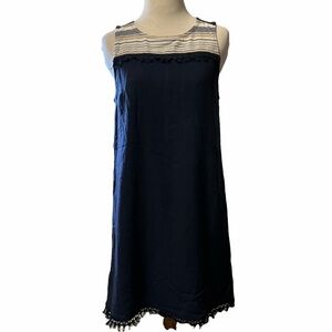 Very J navy sleeveless linen dress